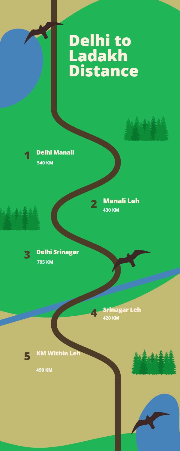 delhi to ladakh road trip distance